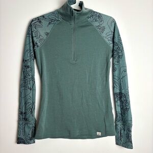 Wild Rye 100% Merino Wool Half Zip Pullover Women’s Size 2 Green Outdoor